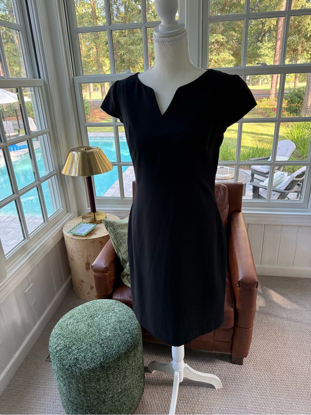 The Limited Black Cap-Sleeve Notch-Neck Mini Dress